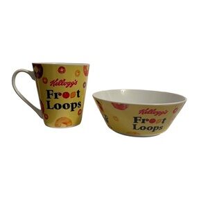 Froot Loops cereal bowl and mug set Toucan Sam yellow Gift Collector colorful